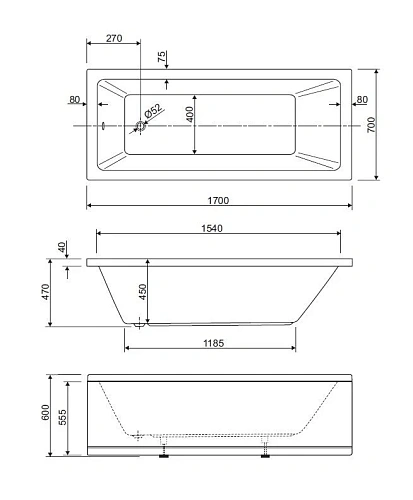 Акриловая ванна CEZARES PLANE SOLO-170-70-45-W37 1700x700 белый Акриловая ванна CEZARES PLANE SOLO-170-70-45-W37 1700x700 белый