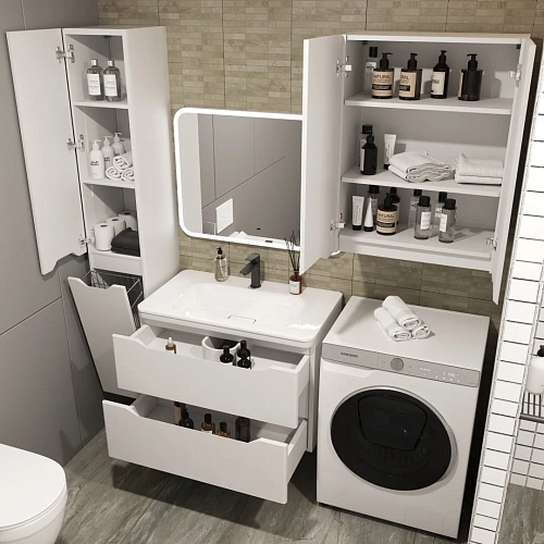 Тумба под раковину Style Line Марелла 80 Люкс антискрейтч белый матовый, PLUS подвесная СС-00002410 Тумба под раковину Style Line Марелла 80 Люкс антискрейтч белый матовый, PLUS подвесная СС-00002410