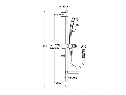 Душевой гарнитур Roca Plenum Square 140/3F 5B1A10CB0 Душевой гарнитур Roca Plenum Square 140/3F 5B1A10CB0