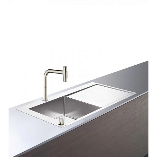 Кухонная мойка Hansgrohe со смесителем 450 с крылом C71-F450-12 43230800, под сталь Кухонная мойка Hansgrohe со смесителем 450 с крылом C71-F450-12 43230800, под сталь