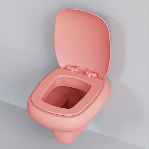 Унитаз подвесной Diamond 123T20901R (530x405x375) розовый матовый безободковый без сиденья Унитаз подвесной Diamond 123T20901R (530x405x375) розовый матовый безободковый без сиденья