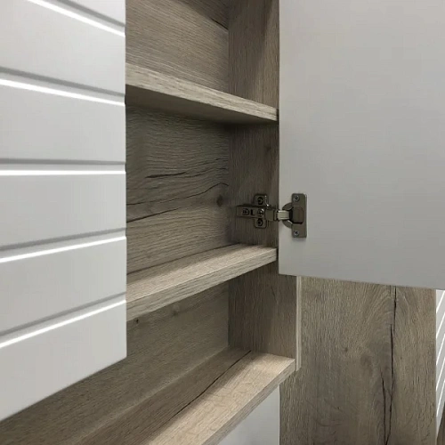 Зеркальный шкаф Comforty Клеон 60 00-00002045 белый/дуб дымчатый Зеркальный шкаф Comforty Клеон 60 00-00002045 белый/дуб дымчатый