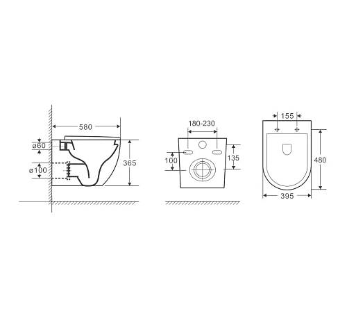 Унитаз подвесной GROSSMAN GR-4451S 580x395x365 безободковый с тонкой крышкой Унитаз подвесной GROSSMAN GR-4451S 580x395x365 безободковый с тонкой крышкой