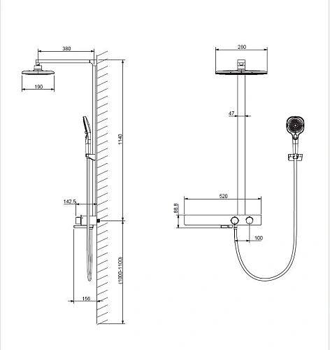 Душевая система Vincea Inspire VSFS-3I13TCH термостатическая с изливом, хром Душевая система Vincea Inspire VSFS-3I13TCH термостатическая с изливом, хром