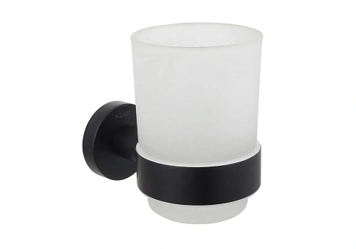 Стакан Aquatek ВЕГА AQ4004MB черный матовый, стекло матовое белое Стакан Aquatek ВЕГА AQ4004MB черный матовый, стекло матовое белое