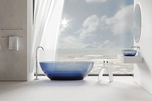 Раковина ABBER Kristall AT2805Saphir накладная, прозрачная, синяя Раковина ABBER Kristall AT2805Saphir накладная, прозрачная, синяя