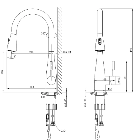 Смеситель для кухни Lemark Expert LM5084S с выдвижным поворотным изливом, сталь Смеситель для кухни Lemark Expert LM5084S с выдвижным поворотным изливом, сталь