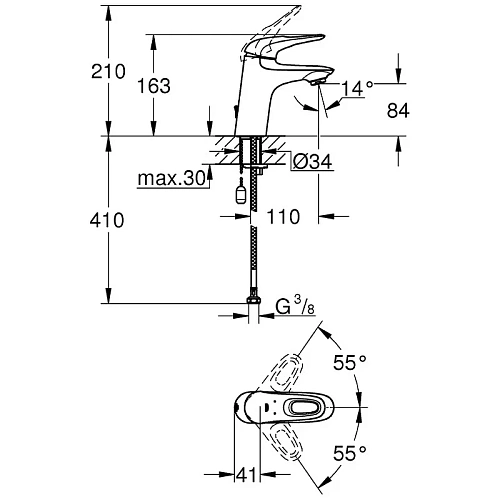 Смеситель для раковины GROHE Eurostyle с цепочкой, хром (23566003) Смеситель для раковины GROHE Eurostyle с цепочкой, хром (23566003)
