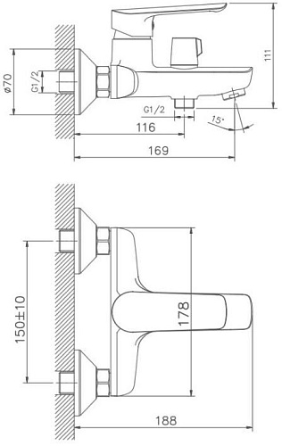 Смеситель для ванны Haiba HB60198, хром Смеситель для ванны Haiba HB60198, хром