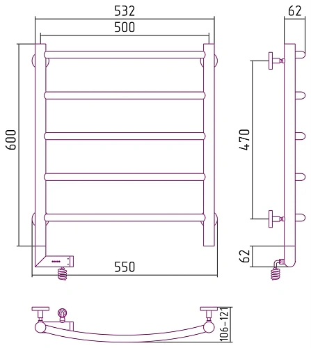 Полотенцесушитель электрический Сунержа Галант 2.0 600х500 МЭМ левый 051-5200-6050 Состаренная латун Полотенцесушитель электрический Сунержа Галант 2.0 600х500 МЭМ левый 051-5200-6050 Состаренная латун