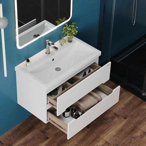 Тумба под раковину Onika Айленд 80 см 108060 подвесная, белая (для Фостер 80) Тумба под раковину Onika Айленд 80 см 108060 подвесная, белая (для Фостер 80)