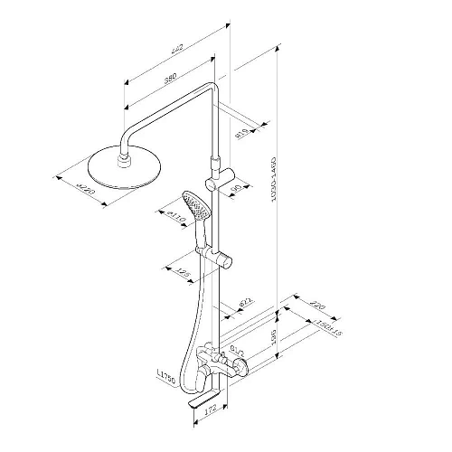 Душевая система AM.PM Sunny F0785C900 верхний душ d220 мм Душевая система AM.PM Sunny F0785C900 верхний душ d220 мм