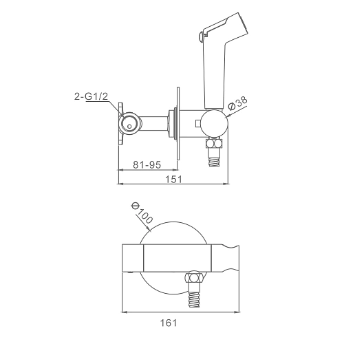 Гигиенический душ Raglo R23.56 встраиваемый с термостатом, хром Гигиенический душ Raglo R23.56 встраиваемый с термостатом, хром