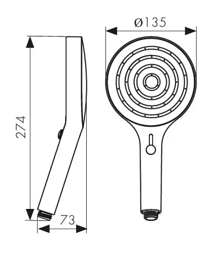 Душевая лейка Kaiser 4-х режимная, диаметр 135х274мм белый матовый SH-104 Душевая лейка Kaiser 4-х режимная, диаметр 135х274мм белый матовый SH-104