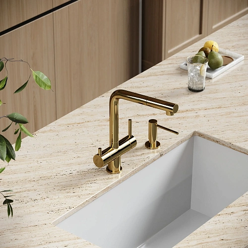 Смеситель для кухни SANCOS Spin SC4015ZG с вытяжным изливом, c краном для фильтрованной воды полированное золото Смеситель для кухни SANCOS Spin SC4015ZG с вытяжным изливом, c краном для фильтрованной воды полированное золото