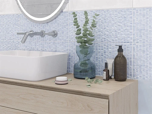 Плитка керамическая Cersanit Pudra мозаика голубой рельеф 20x44 PDG043 Плитка керамическая Cersanit Pudra мозаика голубой рельеф 20x44 PDG043