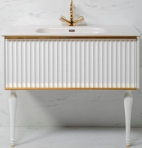 Тумба под раковину Boheme Armadi Art Vallessi Avantgarde Canale 100 843-100-WG подвесная Белая Золот Тумба под раковину Boheme Armadi Art Vallessi Avantgarde Canale 100 843-100-WG подвесная Белая Золот