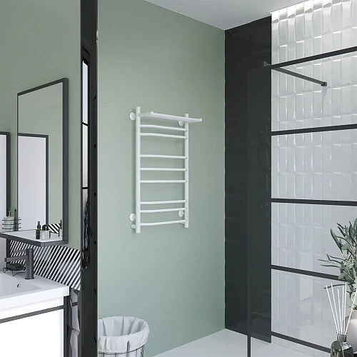 Полотенцесушитель электрический EWRIKA Сафо БР3 100х50, белый, с полкой 582345 Полотенцесушитель электрический EWRIKA Сафо БР3 100х50, белый, с полкой 582345