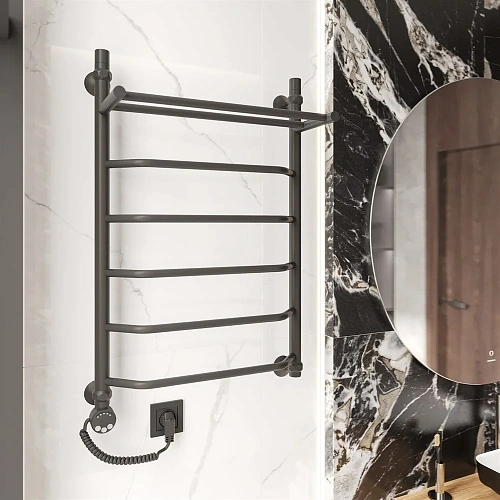 Полотенцесушитель электрический EWRIKA Сафо FТ 80х50 L, черный матовый 537267 Полотенцесушитель электрический EWRIKA Сафо FТ 80х50 L, черный матовый 537267