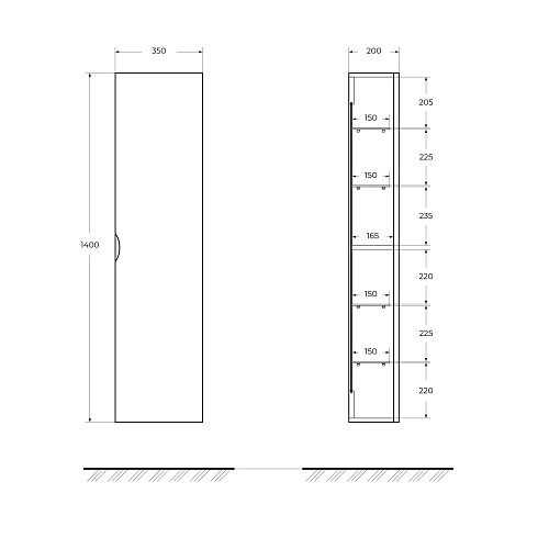Шкаф-пенал CEZARES IDRA 55539 Rovere Tabacco подвесной, реверсивный Шкаф-пенал CEZARES IDRA 55539 Rovere Tabacco подвесной, реверсивный