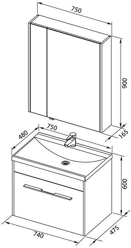 Комплект мебели Aquanet Августа 75 белый 00225246 Комплект мебели Aquanet Августа 75 белый 00225246