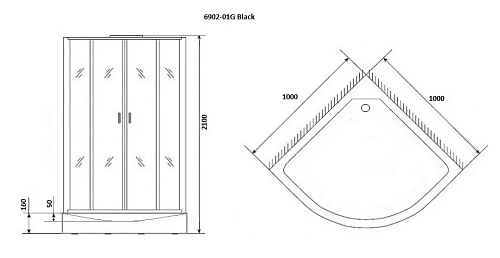 Душевая кабина Niagara Premium NG-6902-01G BLACK (1000х1000х2100) низкий поддон (16см) стекло тонированное 69020134GBLACK Душевая кабина Niagara Premium NG-6902-01G BLACK (1000х1000х2100) низкий поддон (16см) стекло тонированное 69020134GBLACK