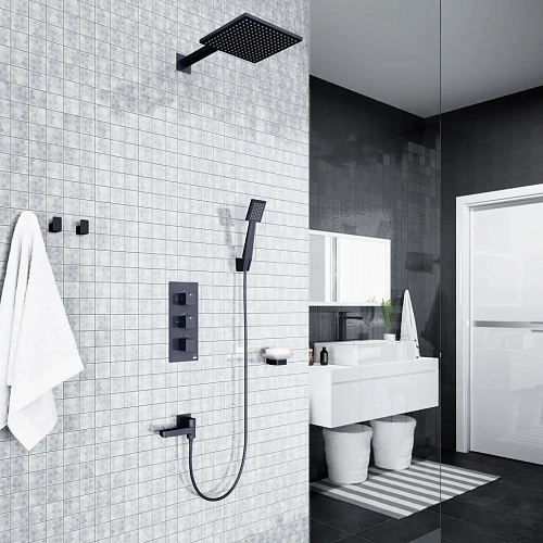 Душевая система Timo Tetra-thermo SX-0199/03SM встраиваемая с термостатом черный Душевая система Timo Tetra-thermo SX-0199/03SM встраиваемая с термостатом черный