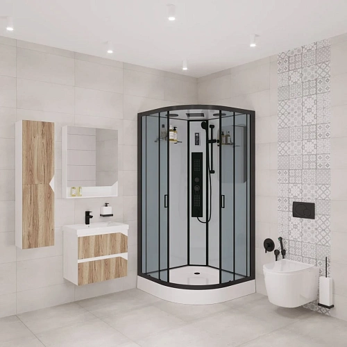 Душевая кабина Niagara Premium NG-6901-01G BLACK (900х900х2100) низкий поддон (16 см) стекло тонированное 69010134GBLACK Душевая кабина Niagara Premium NG-6901-01G BLACK (900х900х2100) низкий поддон (16 см) стекло тонированное 69010134GBLACK