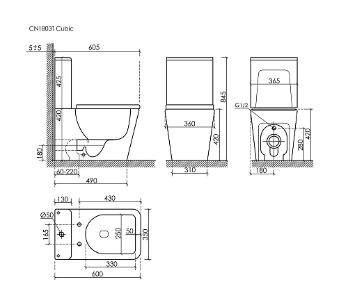 Унитаз напольный Ceramica Nova Cubic CN1803T Торнадо ультра тонкое сиденье из дюропласта микролифт, белый Унитаз напольный Ceramica Nova Cubic CN1803T Торнадо ультра тонкое сиденье из дюропласта микролифт, белый