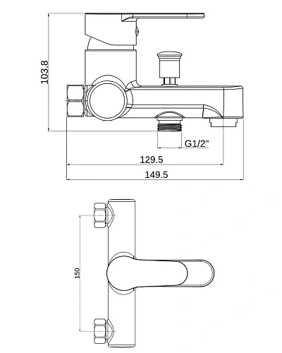 Смеситель для ванны OneLife P07-100cr хром Смеситель для ванны OneLife P07-100cr хром