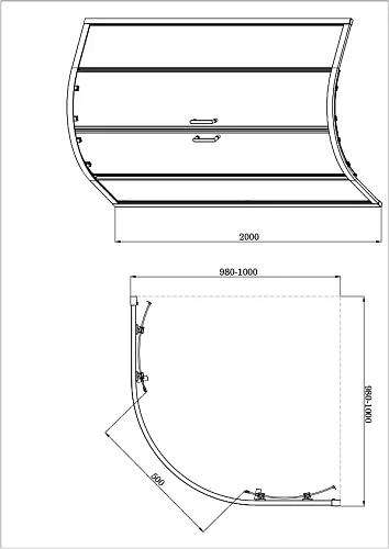 Душевой уголок Aquatek AQ.RO.100.1GM стекло прозрачное, 1/4 круга, двери раздвижные, 200x100x100 см, профиль оружейная сталь Душевой уголок Aquatek AQ.RO.100.1GM стекло прозрачное, 1/4 круга, двери раздвижные, 200x100x100 см, профиль оружейная сталь