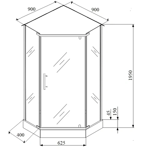 Душевой уголок Parly ZPE911TE с поддоном 90х90х192 Душевой уголок Parly ZPE911TE с поддоном 90х90х192