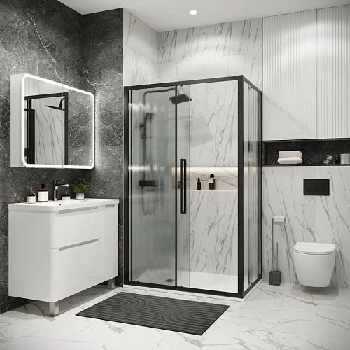 Боковая стенка GROSSMAN Cosmo 200.K33.02.90.21.02 (90x195) черный матовый, стекло шиншилла Боковая стенка GROSSMAN Cosmo 200.K33.02.90.21.02 (90x195) черный матовый, стекло шиншилла