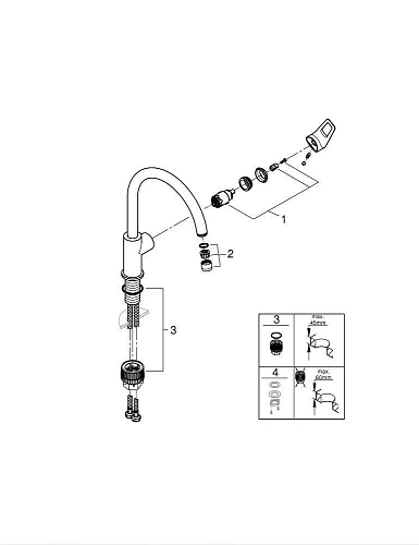 Смеситель для кухни GROHE BauLoop с высоким C-образным изливом, хром (31232001) Смеситель для кухни GROHE BauLoop с высоким C-образным изливом, хром (31232001)