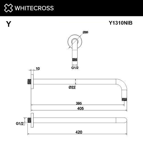 Кронштейн верхнего душа WHITECROSS Y1310NIB брашированный никель Кронштейн верхнего душа WHITECROSS Y1310NIB брашированный никель