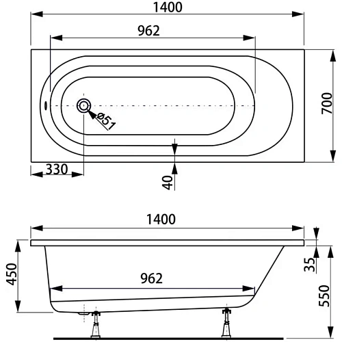 Акриловая ванна VAGNERPLAST KASANDRA 140x70 VPBA147KAS2X-04 Акриловая ванна VAGNERPLAST KASANDRA 140x70 VPBA147KAS2X-04