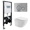 Комплект унитаза ABBER Bequem AC1100T белый с инсталляцией AC0105 и кнопкой AC0121MCH матовый хром