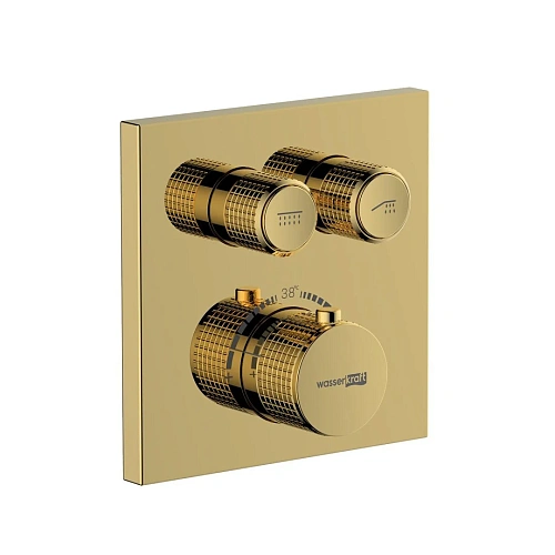 Смеситель для душа WasserKRAFT Sauer 7148 Thermo термостатический золото Смеситель для душа WasserKRAFT Sauer 7148 Thermo термостатический золото