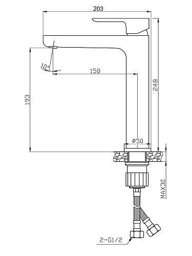 Смеситель для раковины Agger Gorgeous A0212100 высокий, хром Смеситель для раковины Agger Gorgeous A0212100 высокий, хром