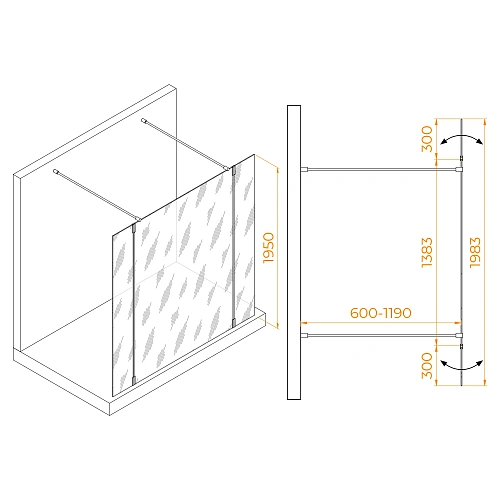 Душевая перегородка RGW WA-052Gb (WA-016Gb+2Z-071Gb) 35105214-16 стекло прозрачное Душевая перегородка RGW WA-052Gb (WA-016Gb+2Z-071Gb) 35105214-16 стекло прозрачное