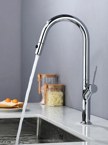 Смеситель для кухни AQUAme Cucina AQM9905CR с выдвижным изливом, с подключением к фильтру с питьевой водой, хром Смеситель для кухни AQUAme Cucina AQM9905CR с выдвижным изливом, с подключением к фильтру с питьевой водой, хром