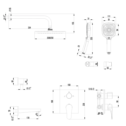 Душевая система Lemark Shift LM4322C встраиваемая, хром Душевая система Lemark Shift LM4322C встраиваемая, хром