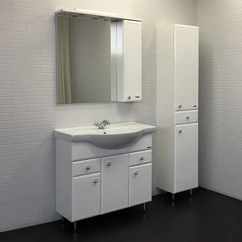 Зеркальный шкаф Comforty Сочи-85 00003132119 белый глянец Зеркальный шкаф Comforty Сочи-85 00003132119 белый глянец