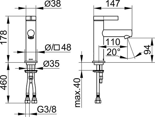 Смеситель для раковины 100 Keuco IXMO PURE 59502011100 Смеситель для раковины 100 Keuco IXMO PURE 59502011100