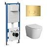 Комплект инсталляции GROSSMAN 900.K31.01.000 с клавишей смыва 700.K31.03.300.300 золото и унитазом GROSSMAN GR-4478BMS арт.97.4478BMS.03.300