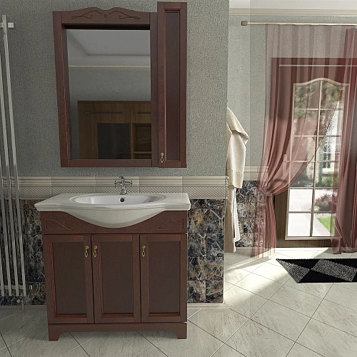 Тумба с раковиной Orange Классик F7-85TU1+Ra напольная, орех антикварный Тумба с раковиной Orange Классик F7-85TU1+Ra напольная, орех антикварный