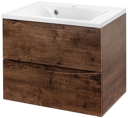 Тумба под раковину Vincea Mia 650 подвесная, 2 выкатных ящика soft close, R.Wood VMC-2MA650RW Тумба под раковину Vincea Mia 650 подвесная, 2 выкатных ящика soft close, R.Wood VMC-2MA650RW