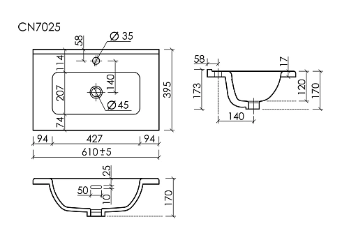 Раковина мебельная Ceramica Nova Compact CN7025 накладная 610x395x170 белый Раковина мебельная Ceramica Nova Compact CN7025 накладная 610x395x170 белый