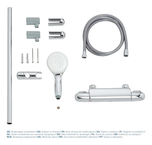 Смеситель для душа GROHE Grohtherm 1000, с душевым гарнитуром, хром (34819004) термостат Смеситель для душа GROHE Grohtherm 1000, с душевым гарнитуром, хром (34819004) термостат