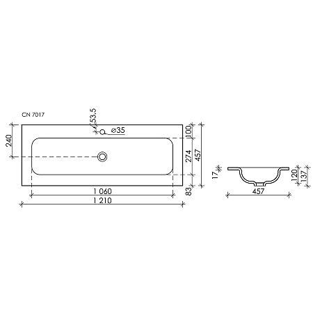 Раковина Ceramica Nova Grace CN7017MB накладная, c одним отверстием под смеситель 1210x457x137 мм, черный матовый Раковина Ceramica Nova Grace CN7017MB накладная, c одним отверстием под смеситель 1210x457x137 мм, черный матовый